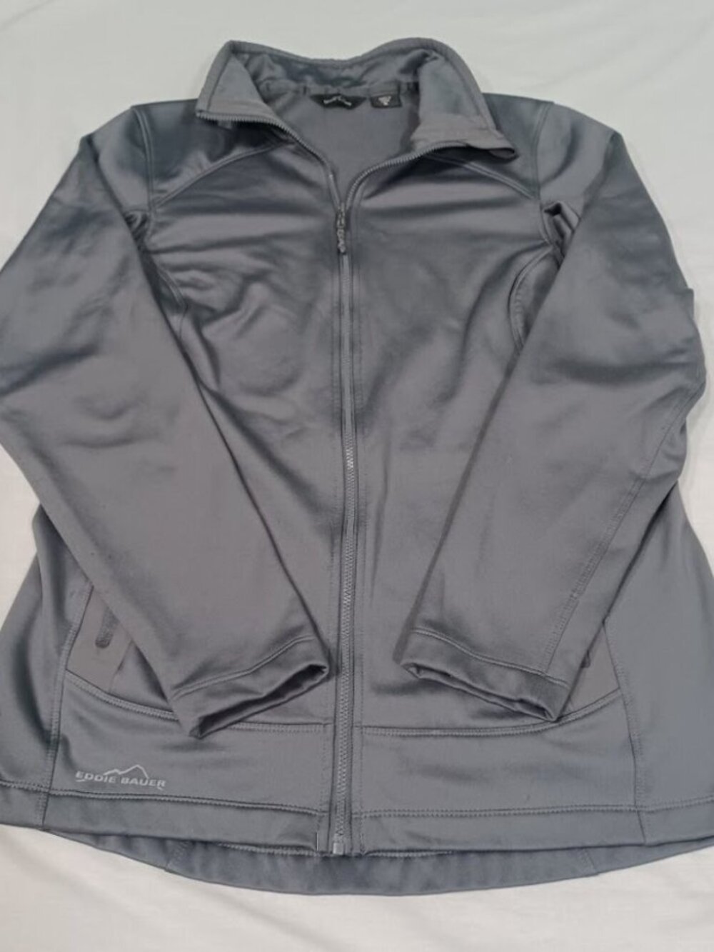 Eddie Bauer Womens Medium Gray Full Zip Fleece Lined Soft Shell Jacket Stretch